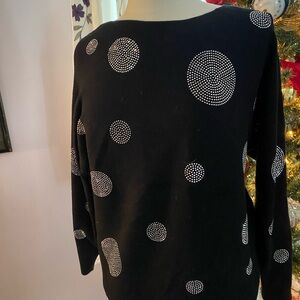 Chic Black Sweater with White Dot Pattern